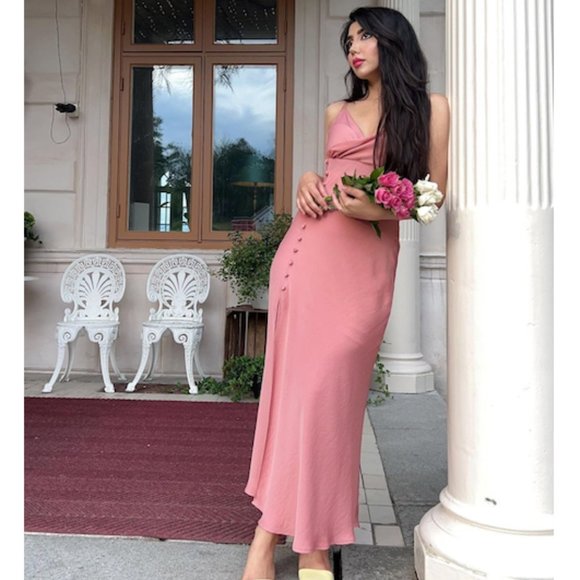 BLOGGER'S FAVE! Zara Buttoned Slip Dress Beige Pink Sz XS, L - Picture 10 of 17